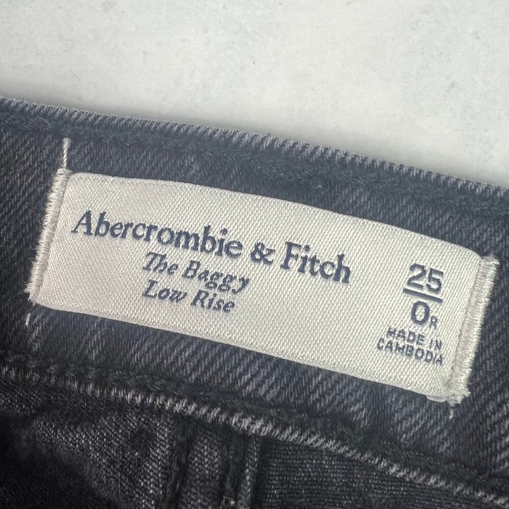 Abercrombie Fitch Jeans Women's 28x30* Low Rise Baggy Black Faded Denim Tag 25R - Picture 8 of 16